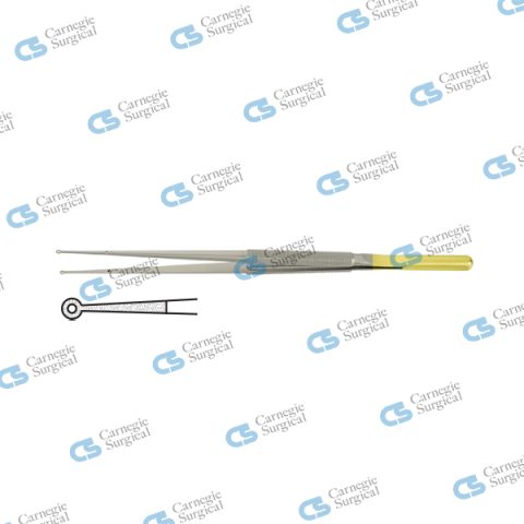 Micro ring forceps counter balanced handle diamond coated jaws straight